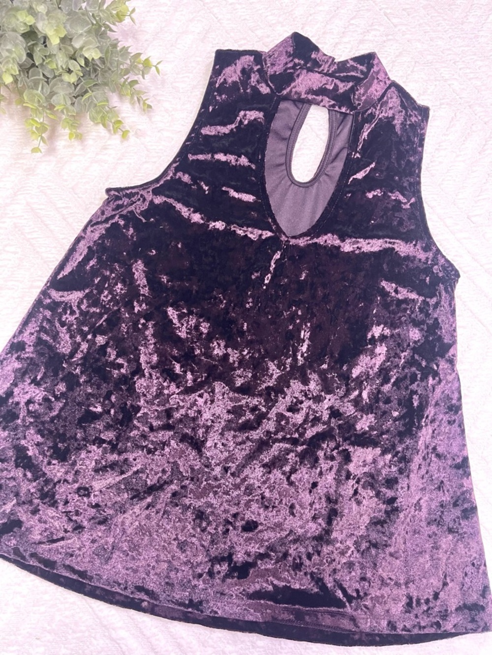 Crave Fame Purple Velvet Sleeveless Cut Out
Top - Size XS